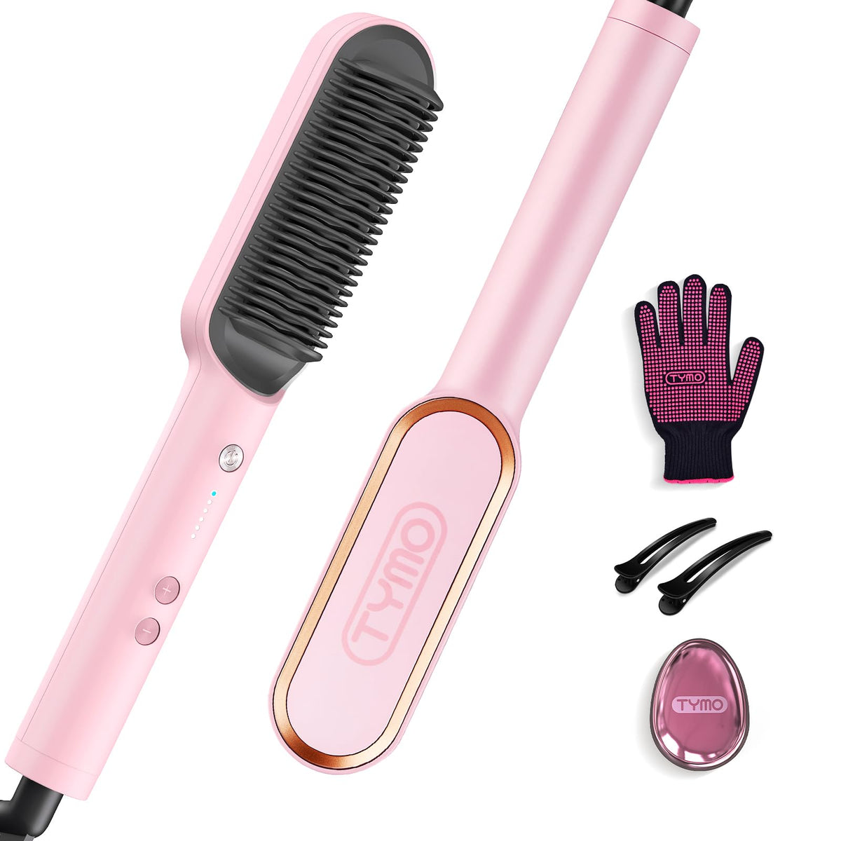 TYMO Ring cepillo alisador, rosa sakura, para peinado rápido y suave.