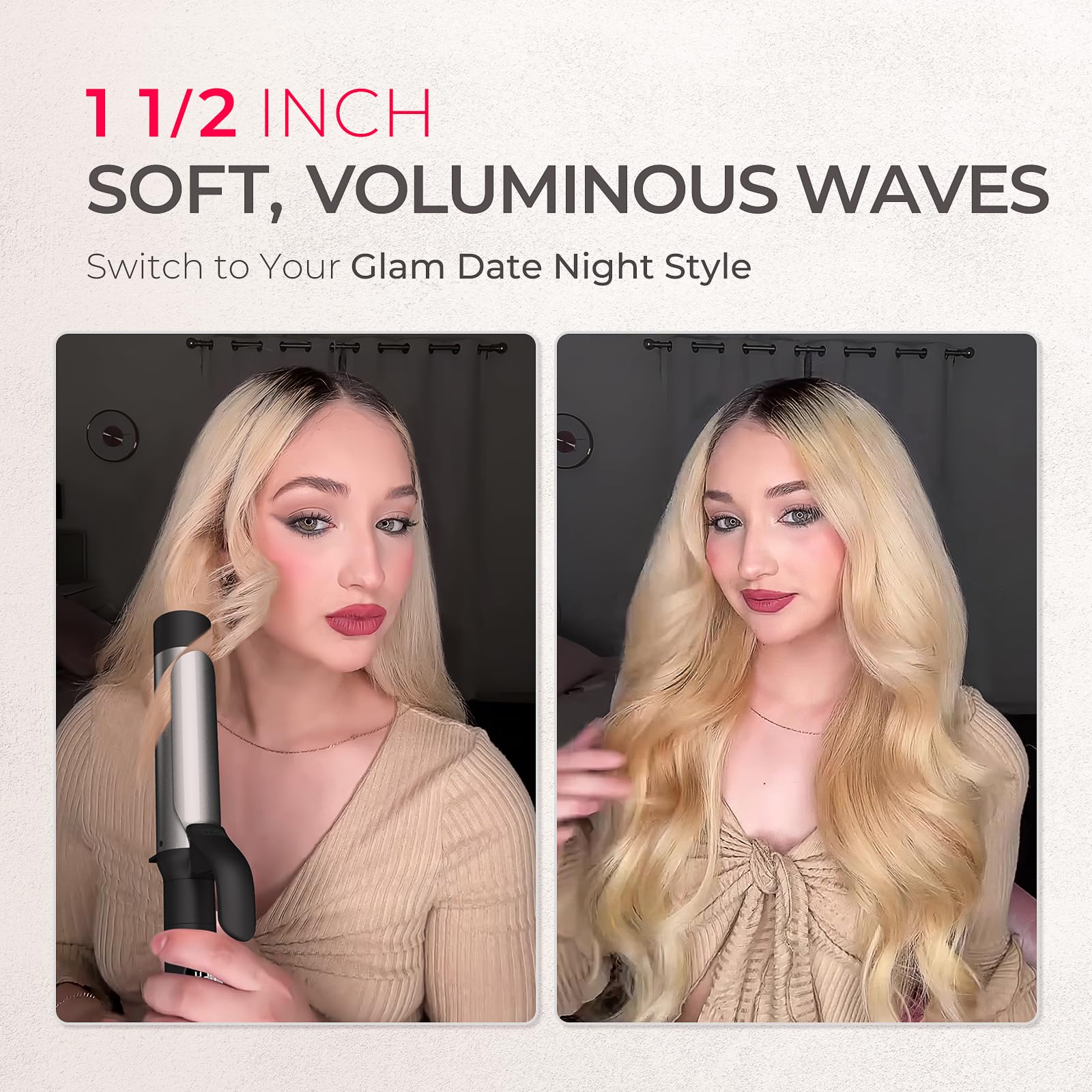 TYMO rizador conjunto 1,5 pulgadas: ondas de playa con volumen equilibrado
