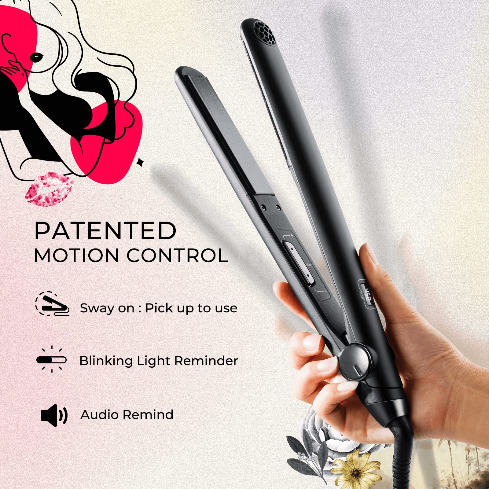 TYMO SWAY pantalla LED muestra la temperatura y memoriza ajustes para peinados repetidos.