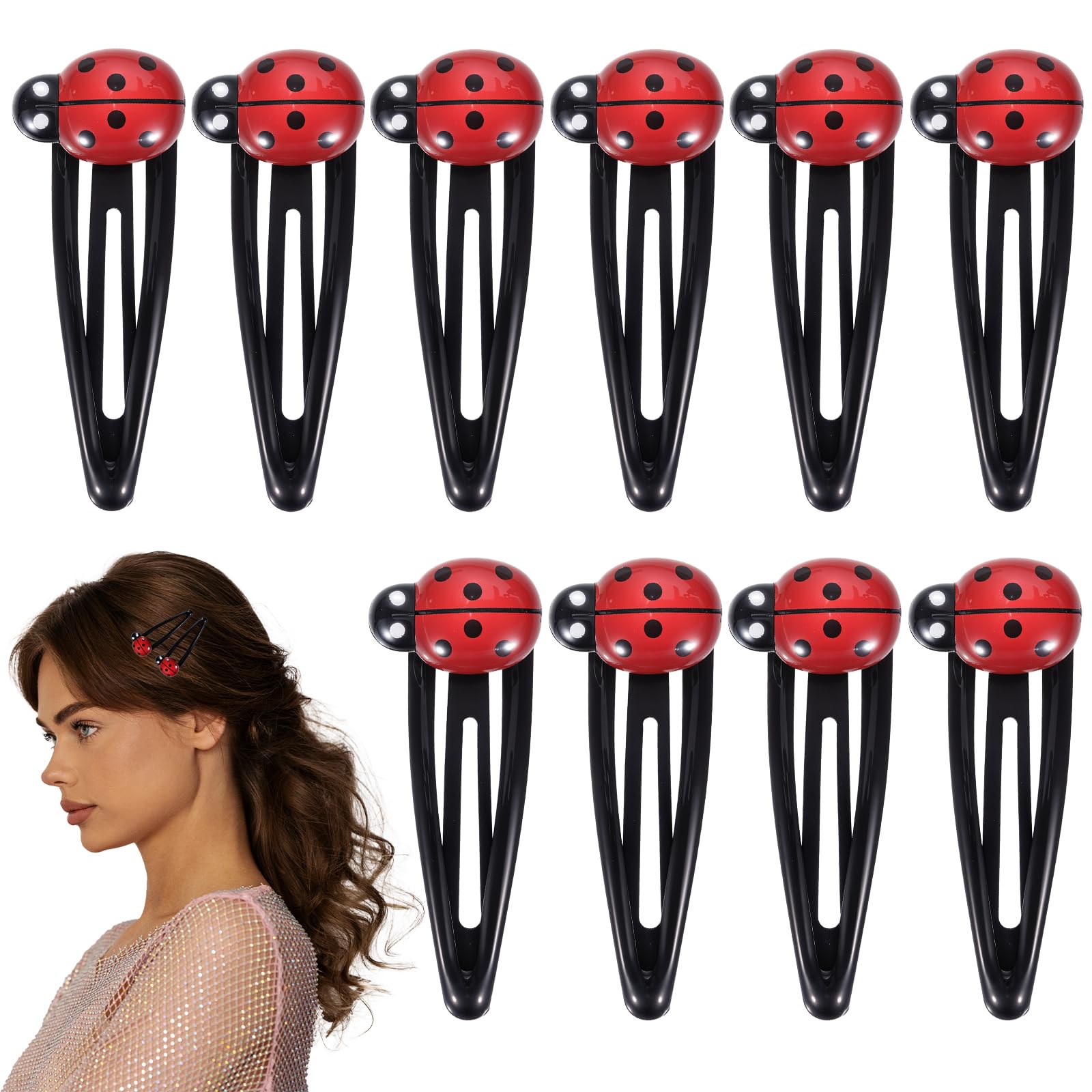 Pinza Tyquour mariquita para el cabello, agarre seguro y juego
