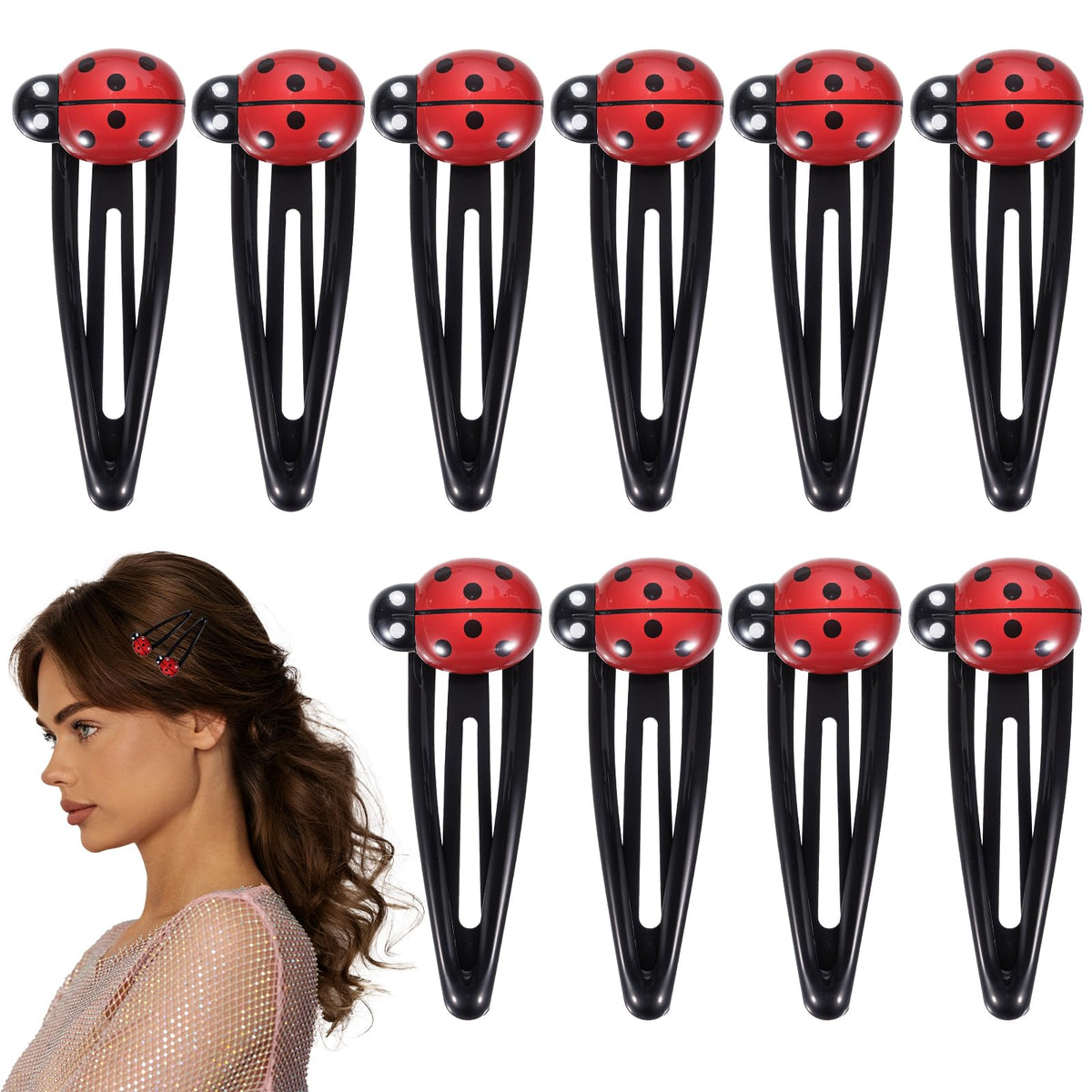 Pinza Tyquour mariquita para el cabello, agarre seguro y juego