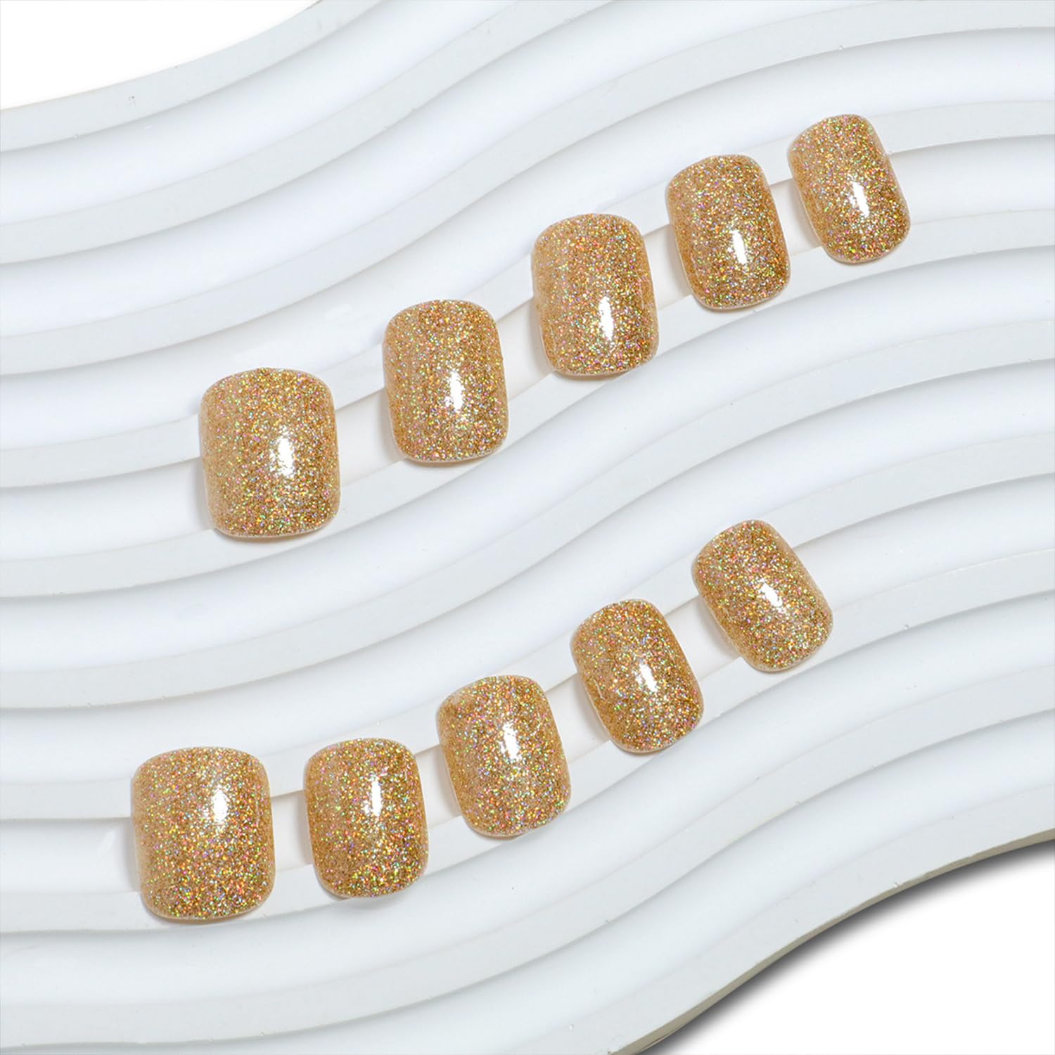 Tyuimhx Kit de uñas doradas con 24 piezas y accesorios para aplicación rápida