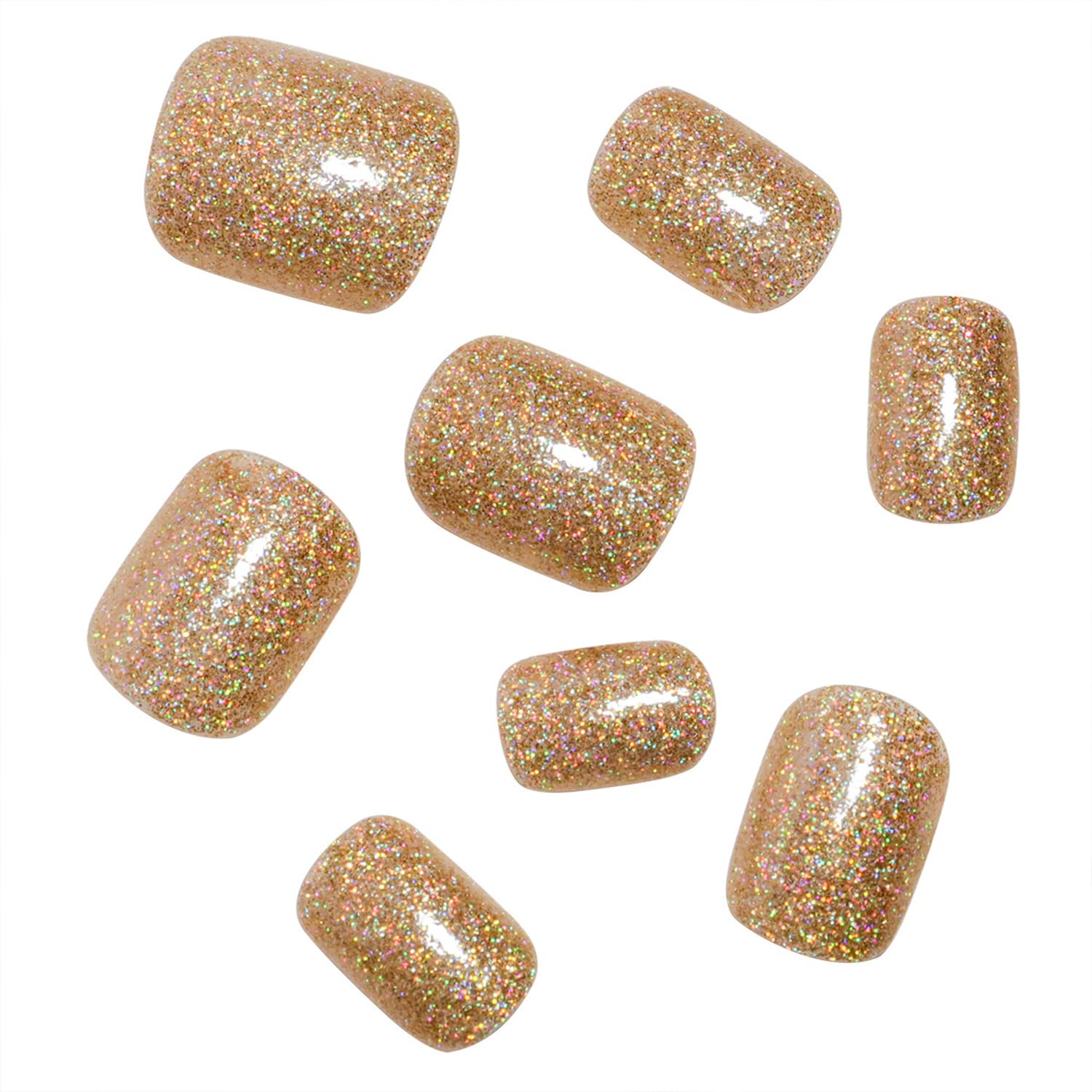 Tyuimhx Uñas doradas en la mano, acabado brillante para looks elegantes
