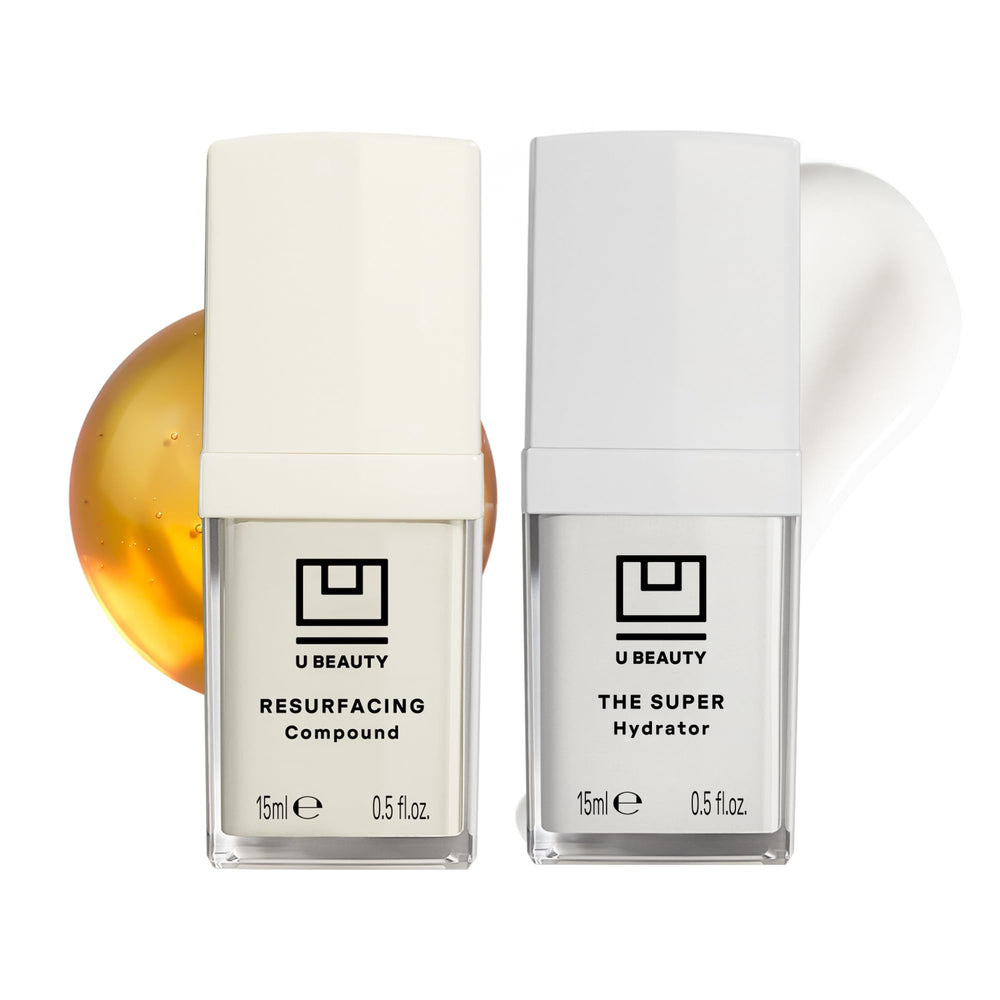 U Beauty Duo resurfacant — bouteille élégante pour un teint plus uniforme.