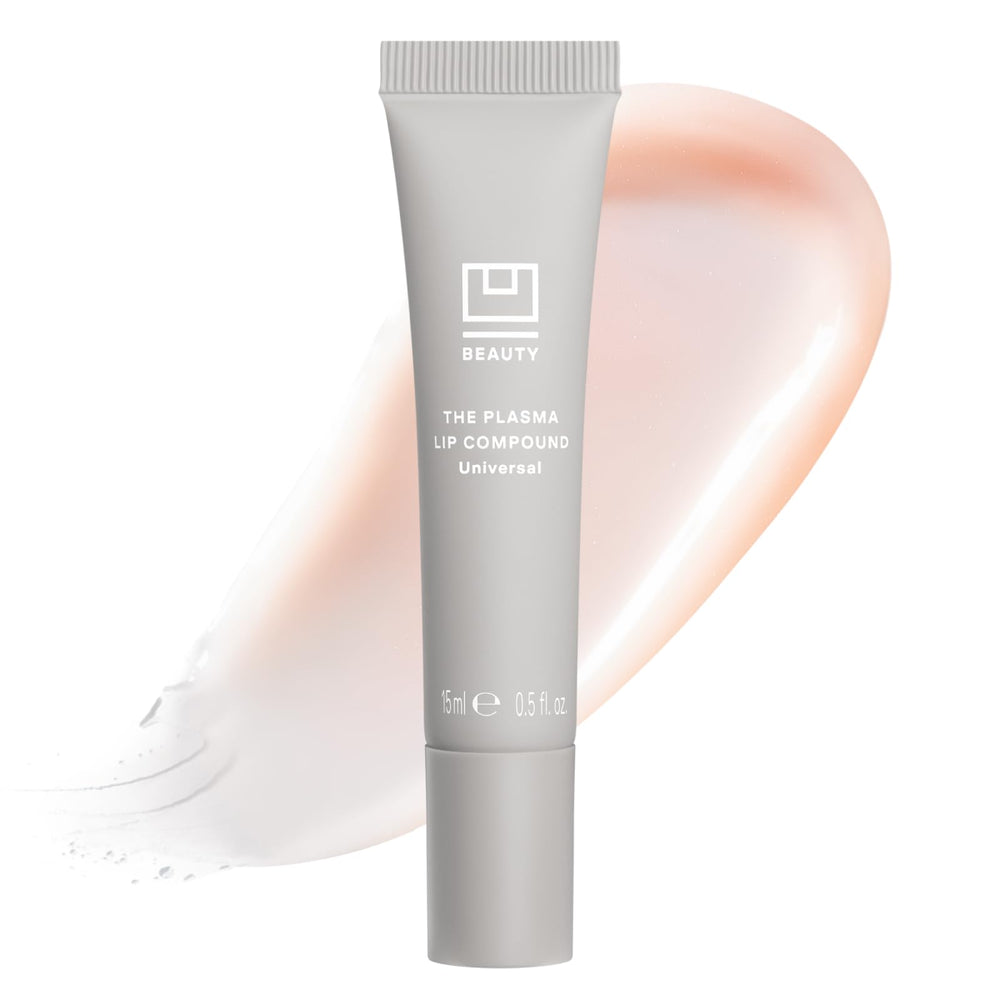 U Beauty Plasma Lip Compound: bote visible con brillo suave para labios hidratados.