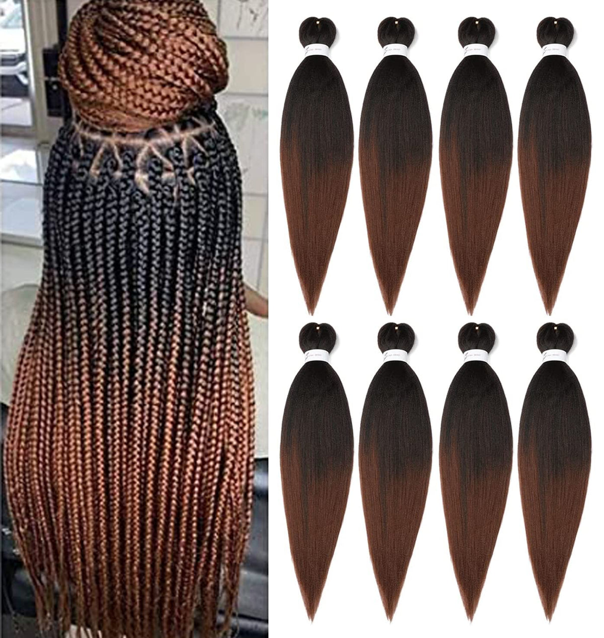 Ubeleco cabello trenzado ombré 24 pulgadas para trenzas duraderas.