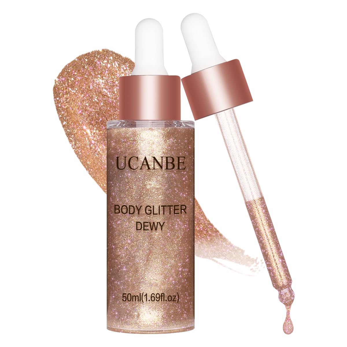 UCANBE brillo corporal hidratante Rose Gold 03 en rostro y cuerpo