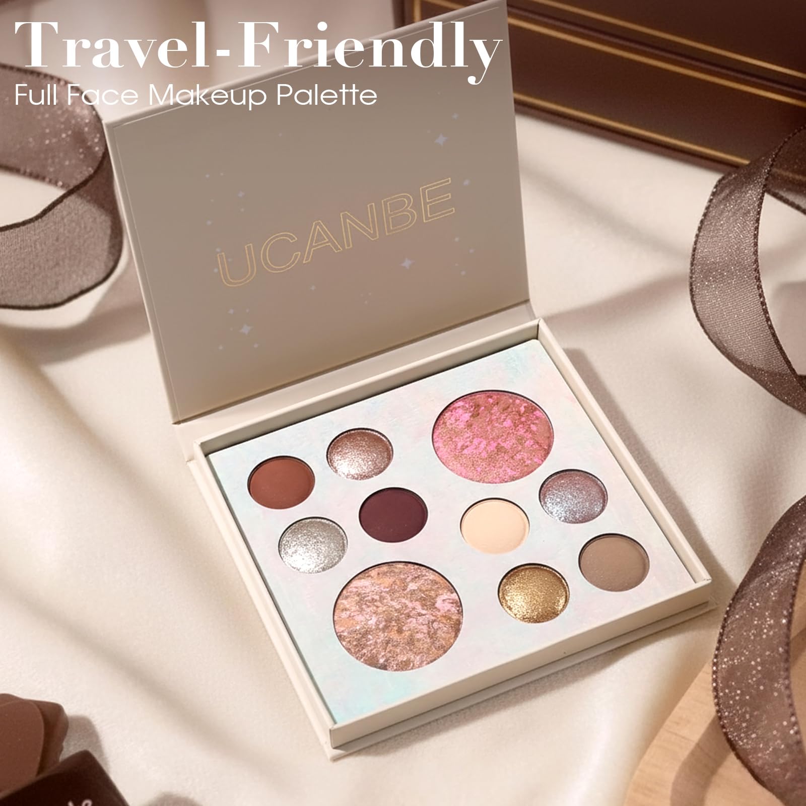 Empaque elegante de UCANBE pensado como regalo para maquillaje.