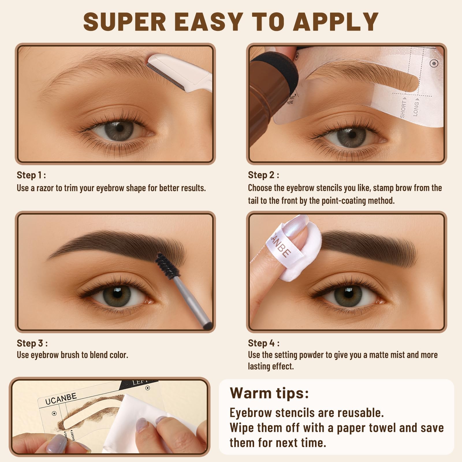UCANBE eyebrow razor helps tidy brows before stamping