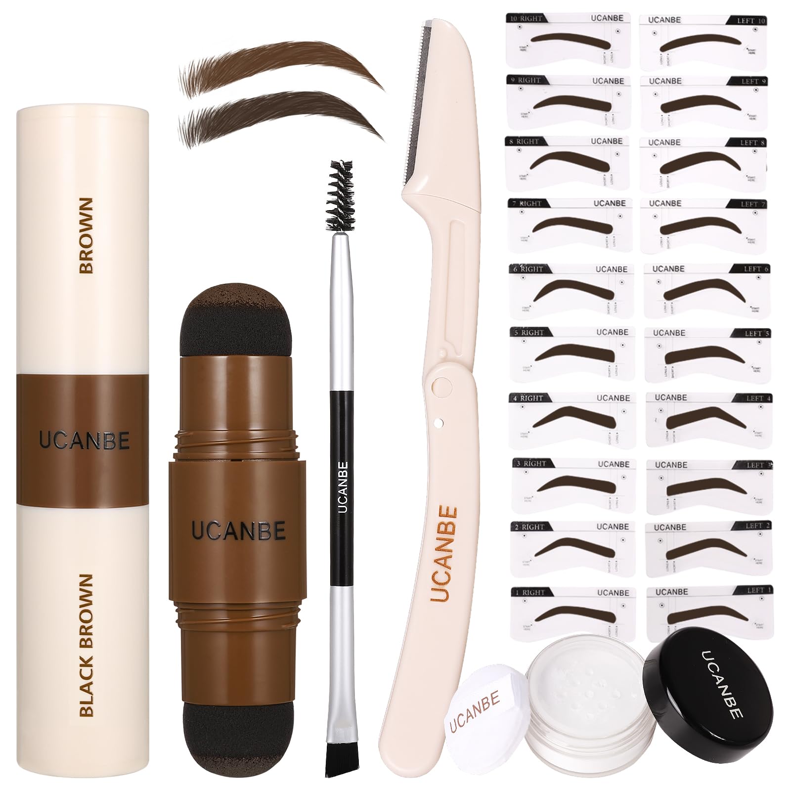 UCANBE eyebrow stamp dual-color pomade for quick natural brows