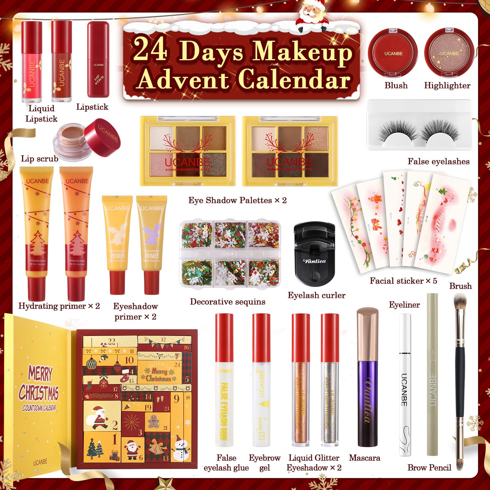 UCANBE paleta sombras 24-dias: variedad de tonos para looks festivos y diarios