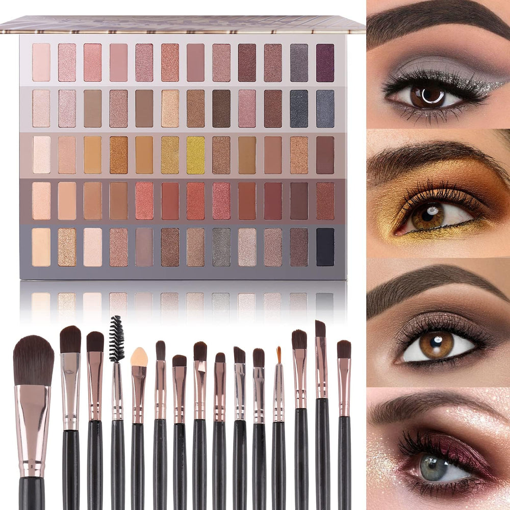 UCANBE paleta 60 sombras con acabados mate y nacarados para looks naturales