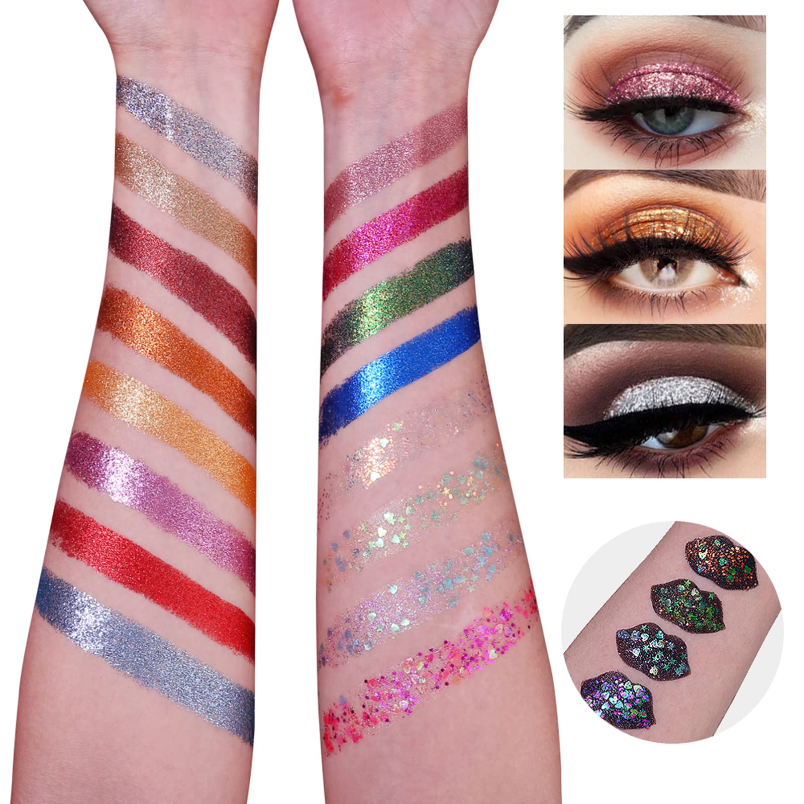 Sombras glitter prensadas de UCANBE Pro para combinaciones con mates.