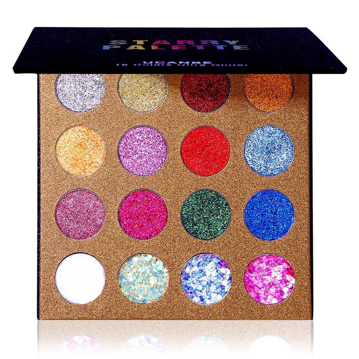 UCANBE Pro paleta glitter 16 colores para looks deslumbrantes en fiestas.