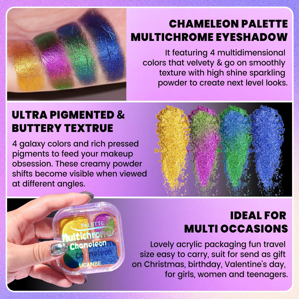 UCANBE Sombras efecto duo cromo oro-oliva: cambia con la iluminación para efectos dinámicos.