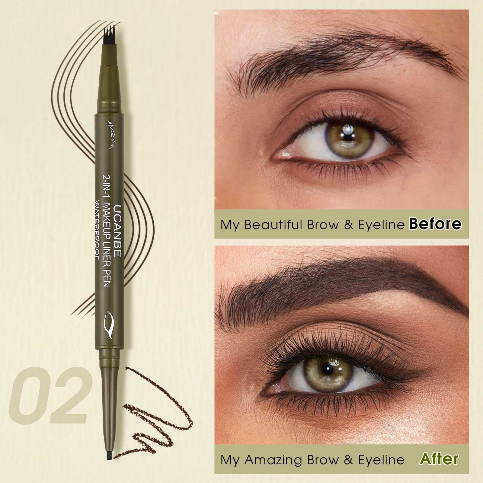 UCANBE cejas con 4 puntas para trazos de pelo natural.