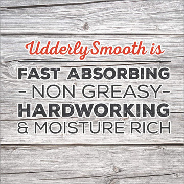 UDDERLY SMOOTH crema corporal, textura suave, hidratación prolongada para manos y cuerpo.