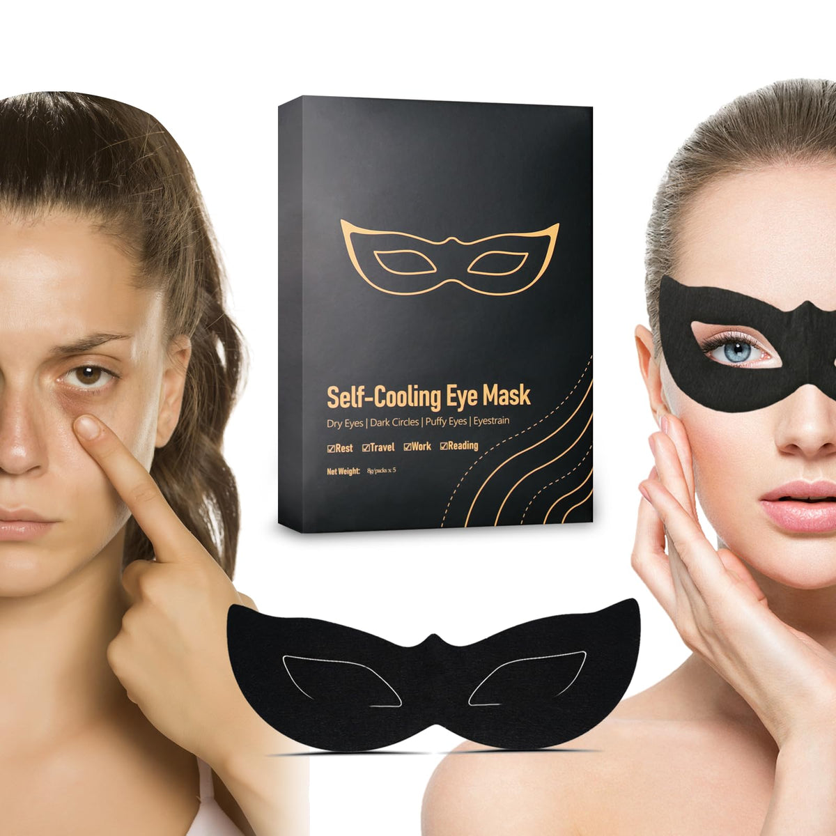 Mascarilla ocular UEF con enfriamiento para cansancio ocular.