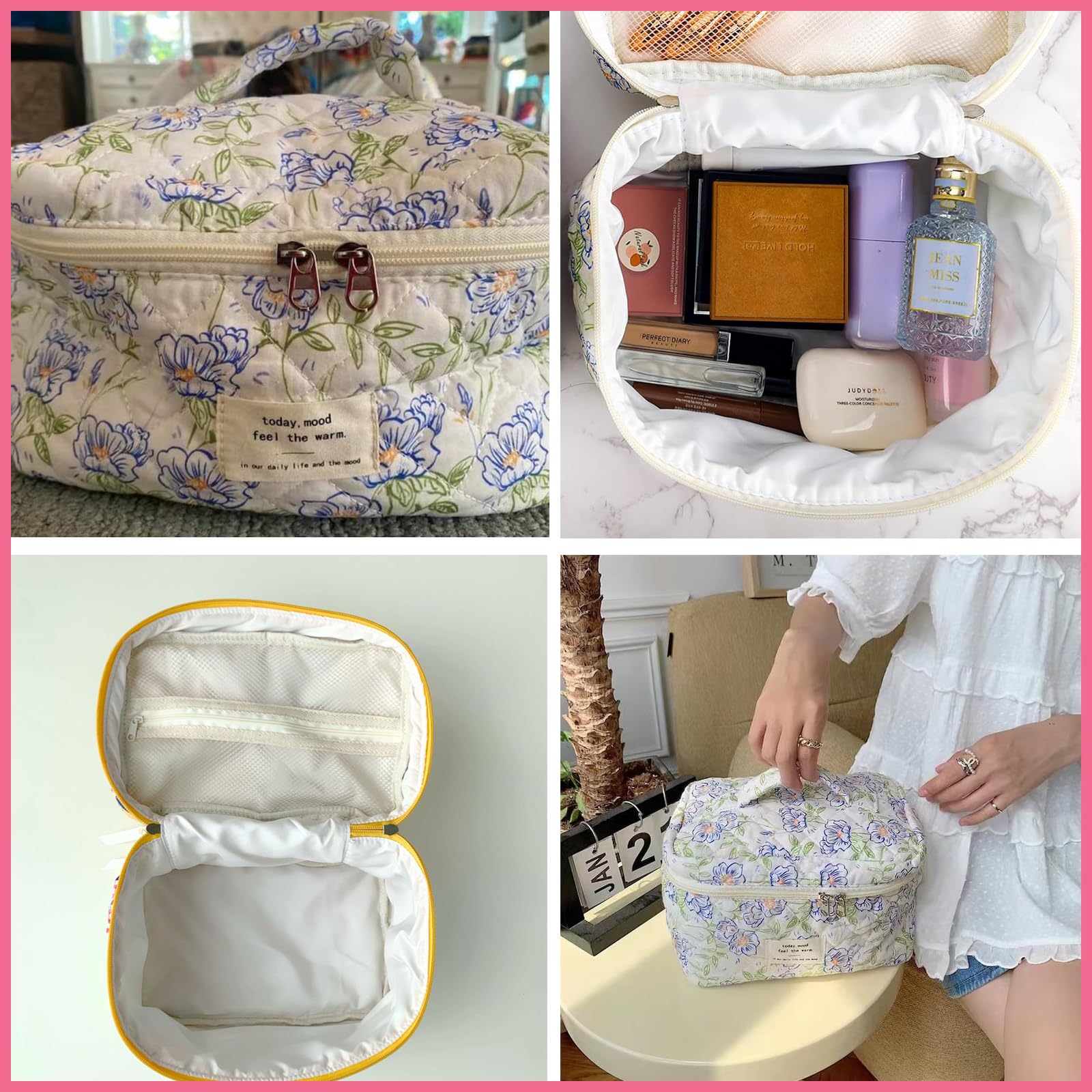Bolsa de maquillaje floral uekeboag, regalo ideal para amigas