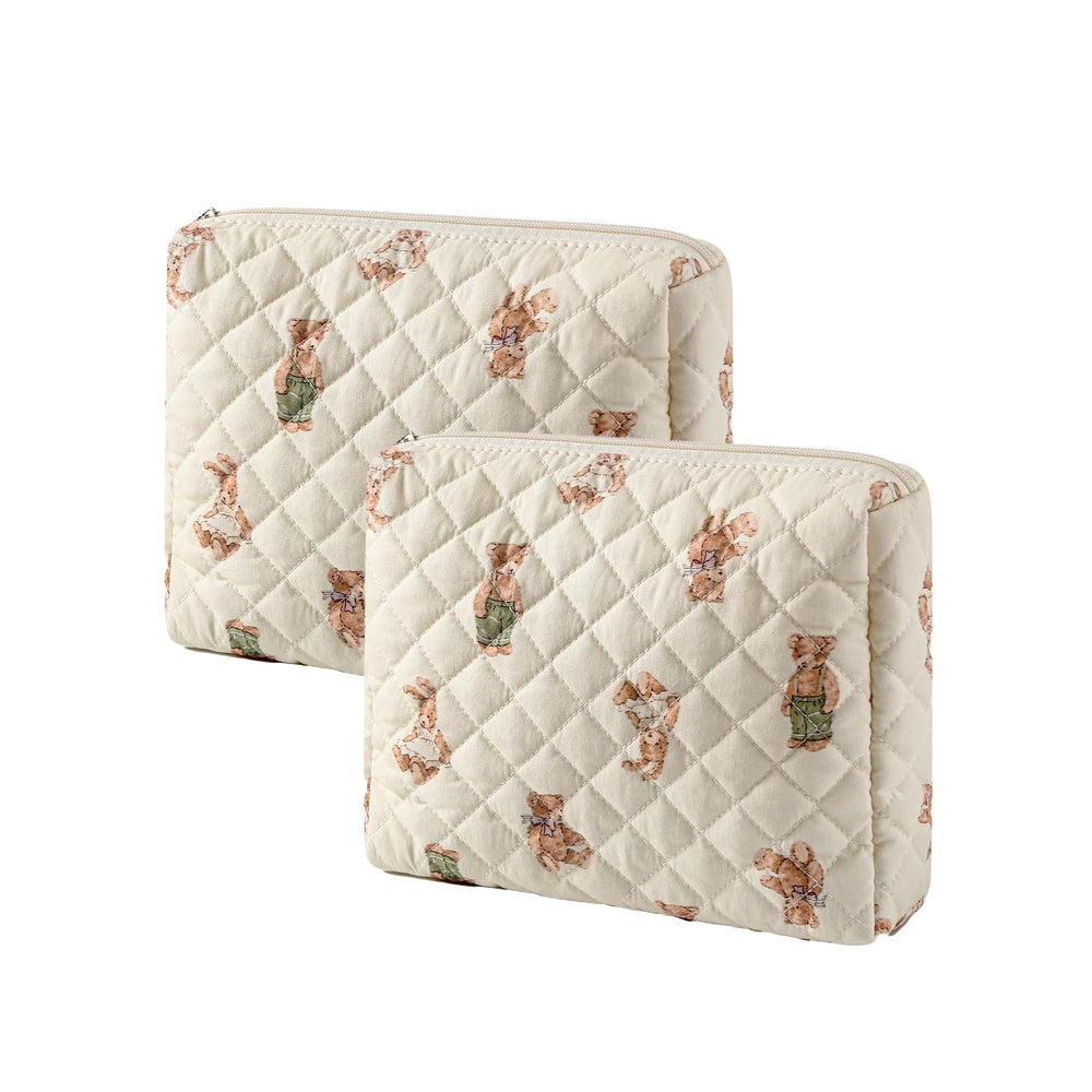 Bolsa de maquillaje acolchada uekeboag floral grande para viajar y organizar cosméticos.
