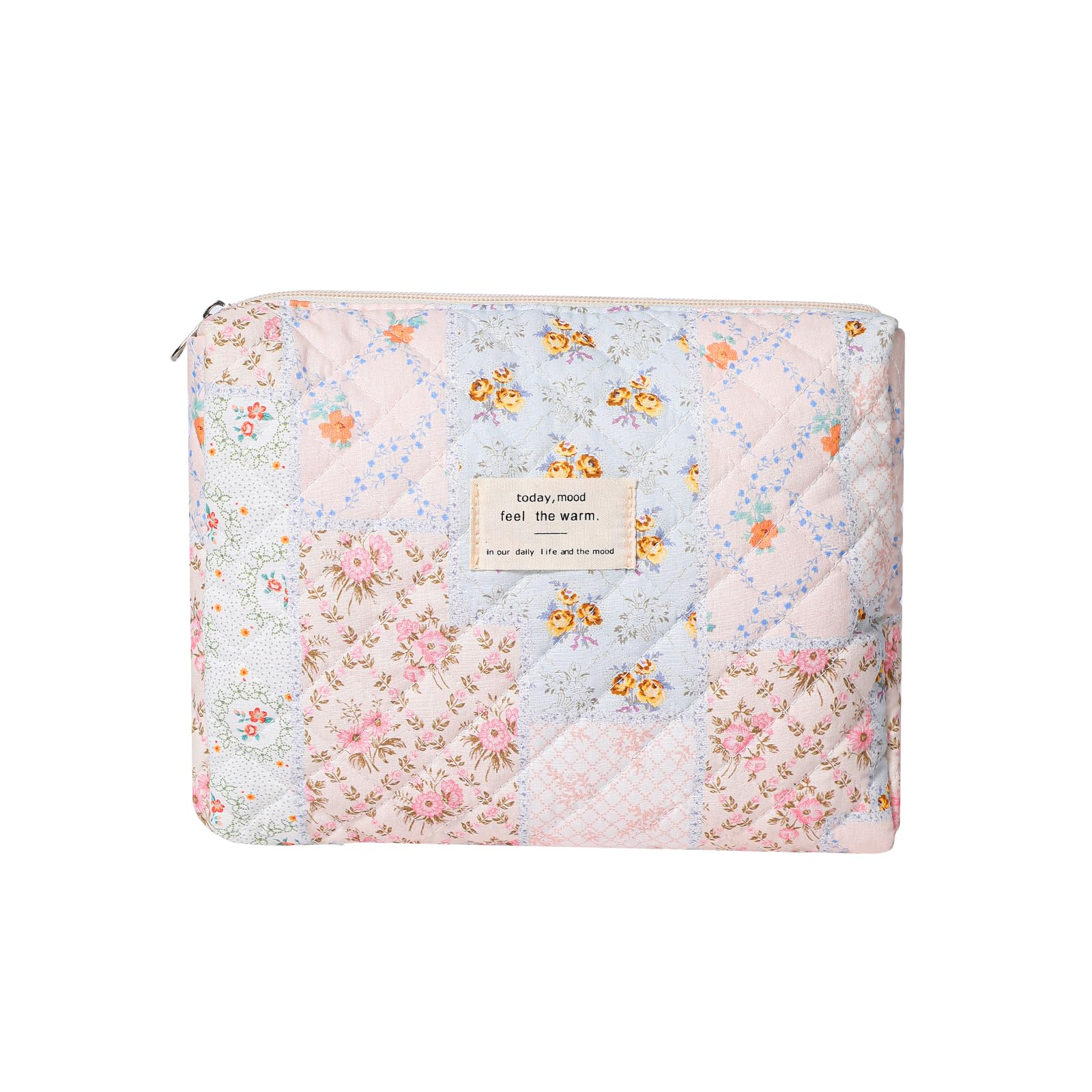 Bolsa de maquillaje uekeboag con diseño floral acolchada, ideal para organización diaria.