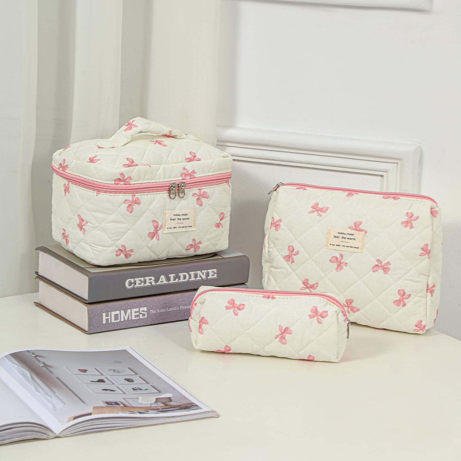 Organizador de viaje uekeboag en tela floral para maquillaje y accesorios