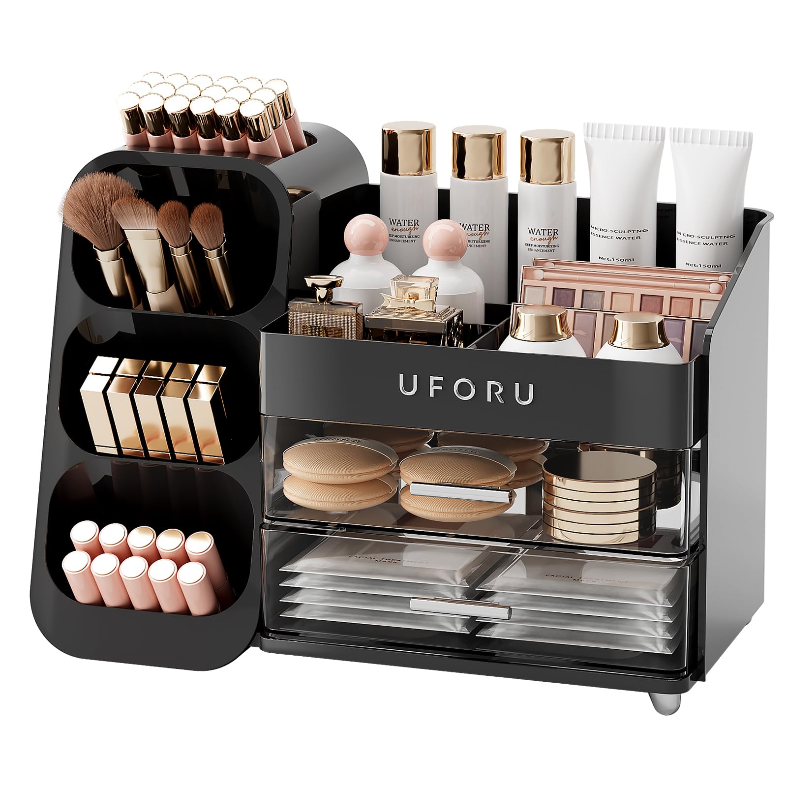 Organizador UFORU para vanidad con porta pinceles, acceso rápido y ordenado.