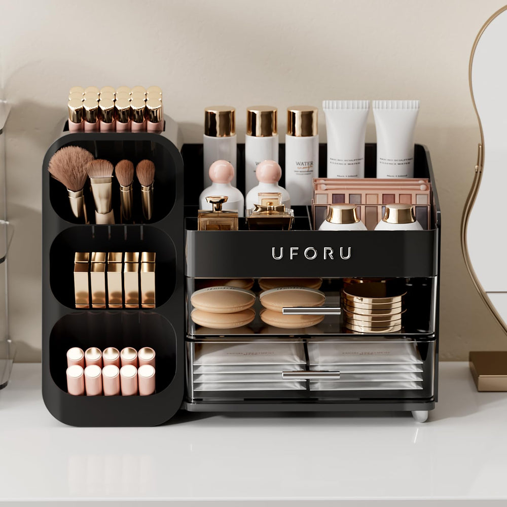 Expositor UFORU con dos cajones ofrece almacenamiento adicional y visibilidad de productos.