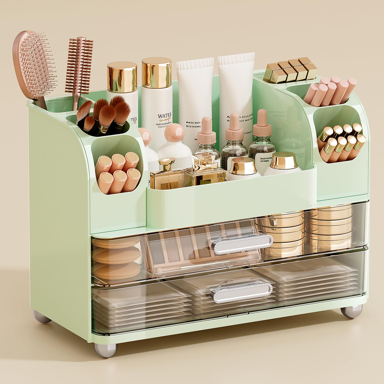 Organizador UFORU con dos cajones grandes para maquillaje, ideal para acceso rápido.