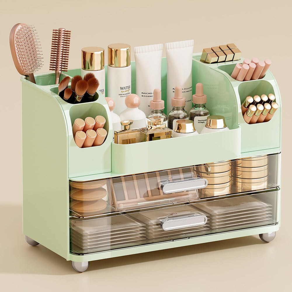Organizador UFORU con dos cajones grandes para maquillaje, ideal para acceso rápido.