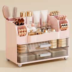 Organizador UFORU para maquillaje con dos cajones, ideal para la encimera del baño.