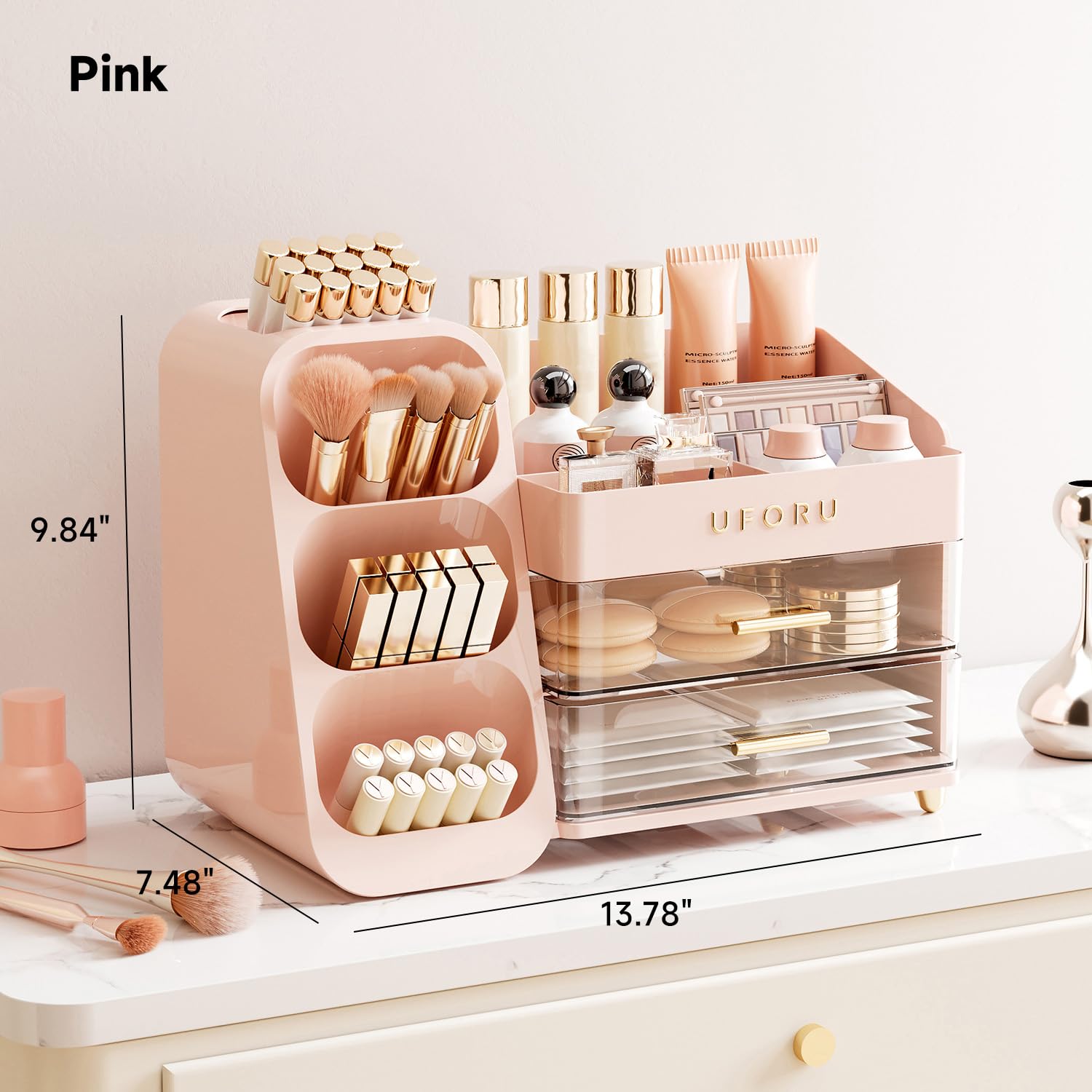 Organizador multiuso UFORU para perfumes, paletas y esmaltes, facilita la organización diaria.