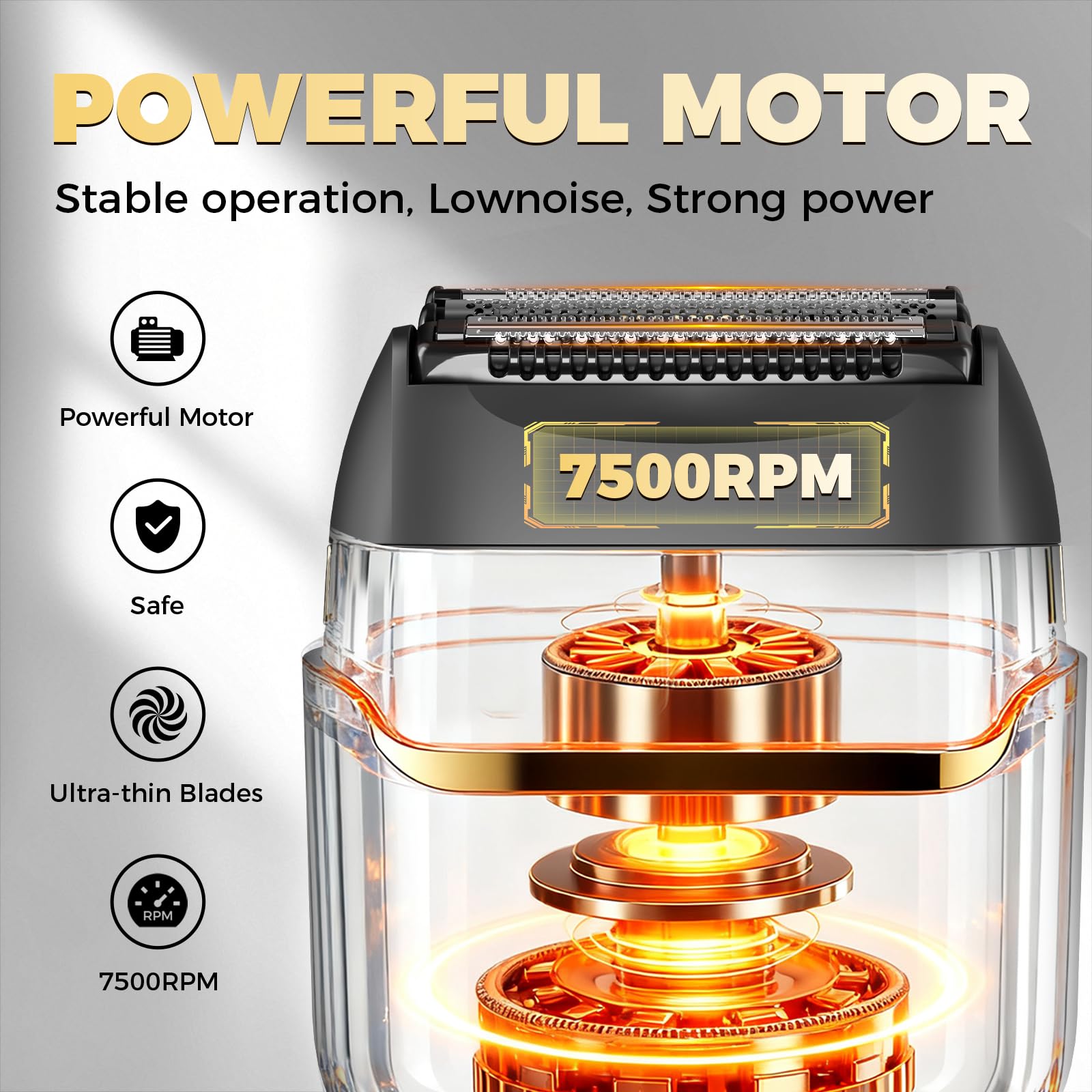 Ufree Afeitadora de láminas, motor de 7500 rpm para barba densa