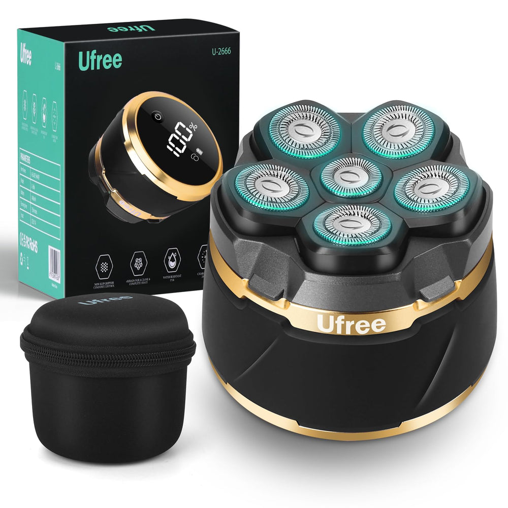 Afeitadora Ufree para cabeza con cabezal 6D flotante, precisión y suavidad en el afeitado.