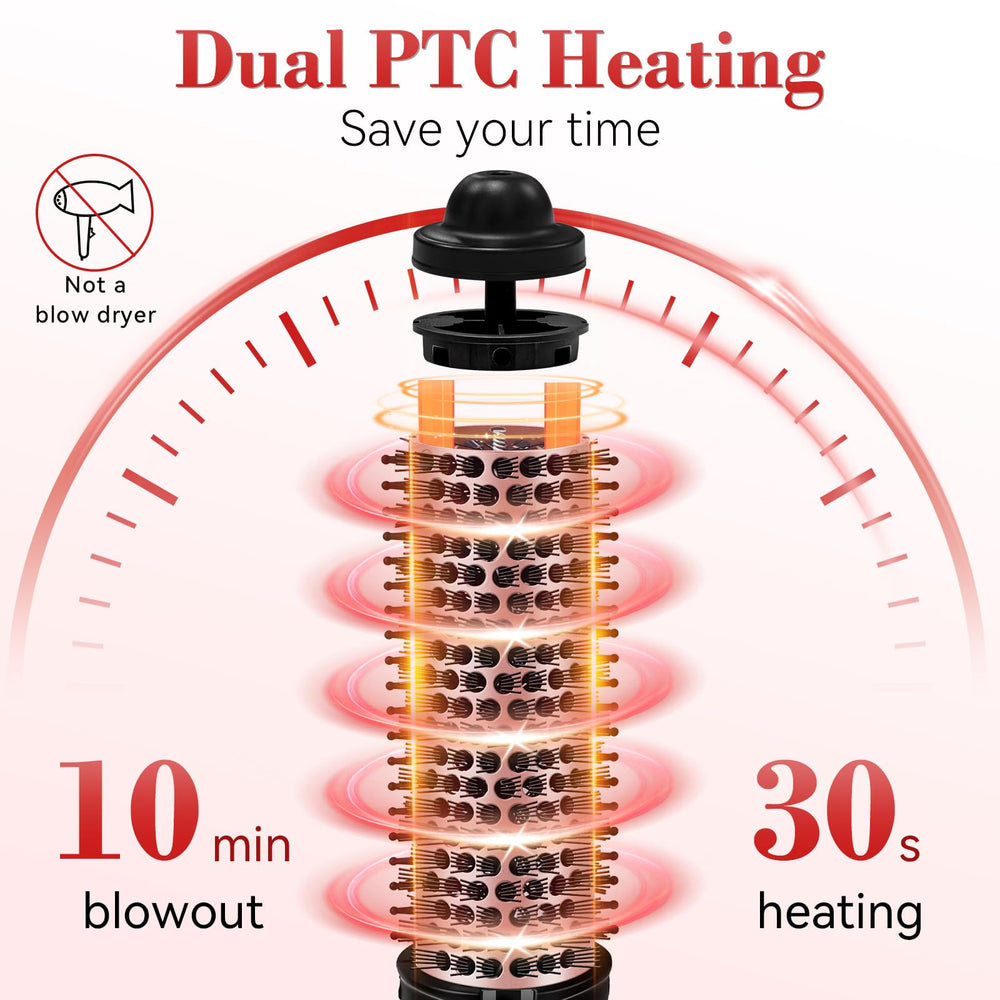 Cepillo termico Ufree con calentamiento rapido en 30 segundos para peinados eficientes.