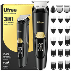 Kit Ufree 3-en-1 enfocado en barba y cabello ofrece precisión.