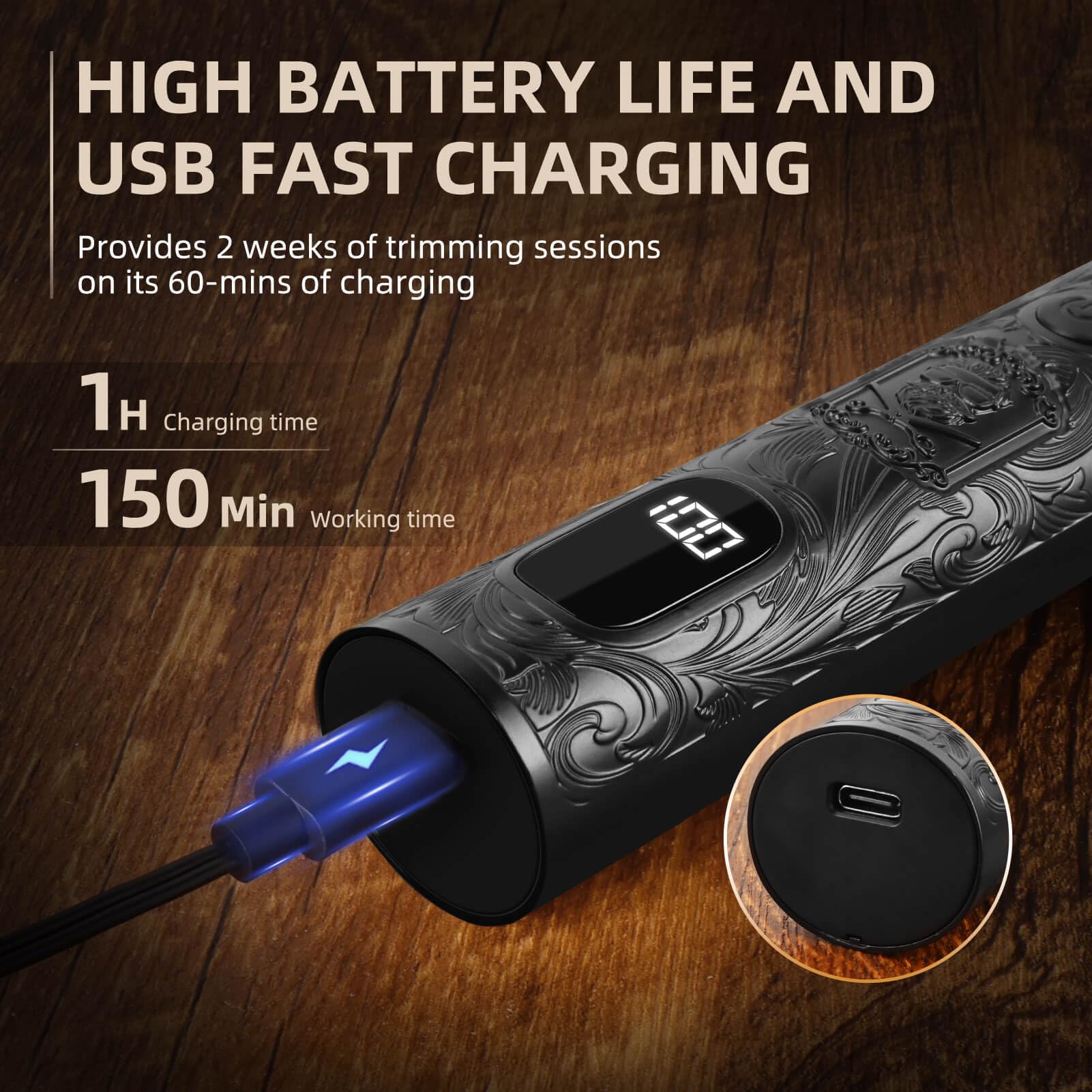 Ufree motor 6500rpm silencioso para un afeitado cómodo.
