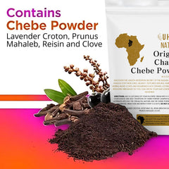 Chebe sin tinte de Uhuru Naturals, seguro para evitar manchas en ropa.