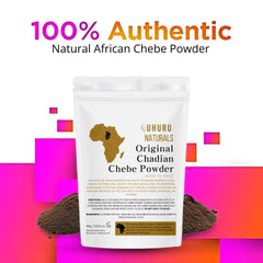 Textura molida del polvo ChadianChebe de Uhuru Naturals para aplicación suave.