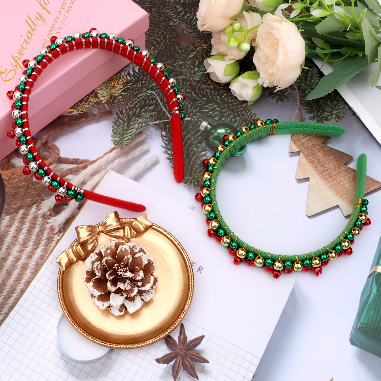 Paquete de dos diademas navideñas Uintoon, ideal como regalo.