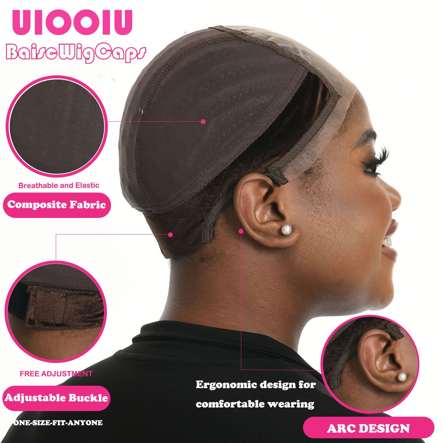 UIOOIU gorra peluca talla mediana con encaje natural para un look suave.