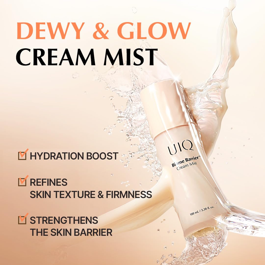 UIQ Biome Barrier Cream Mist: aplicación suave en la piel para uso cotidiano.