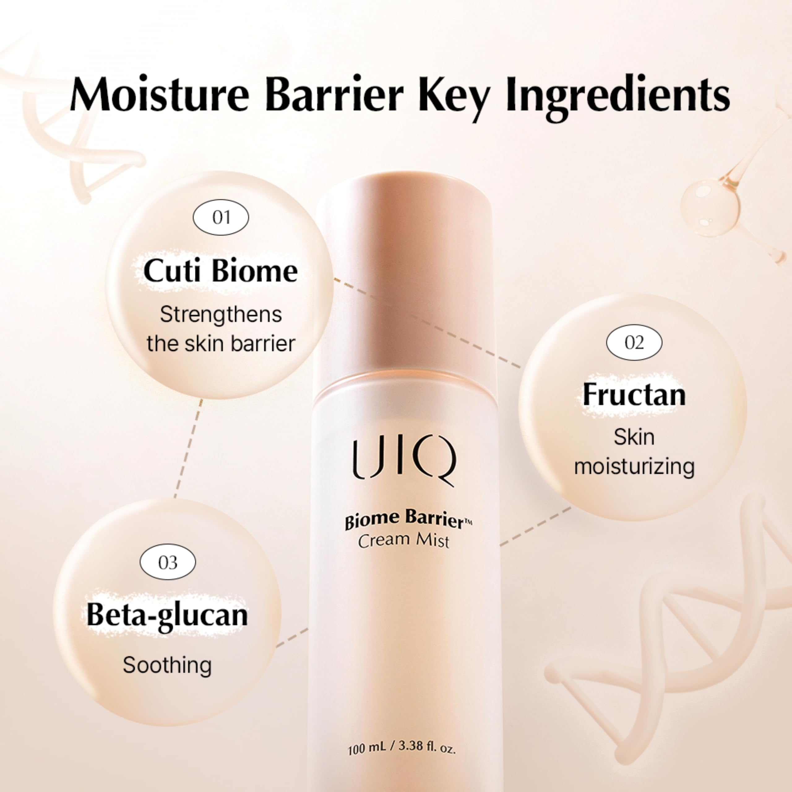 UIQ Biome Barrier Cream Mist: doble capa crema y agua para maquillaje estable.