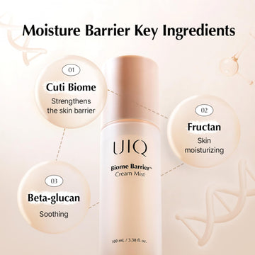 UIQ Biome Barrier Cream Mist: doble capa crema y agua para maquillaje estable.