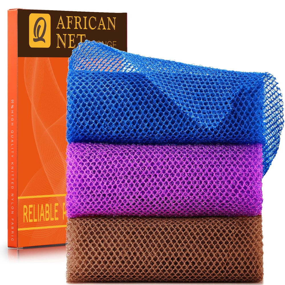 Esponja de baño africana UJFQBH, vista frontal, exfolia suavemente todo el cuerpo.