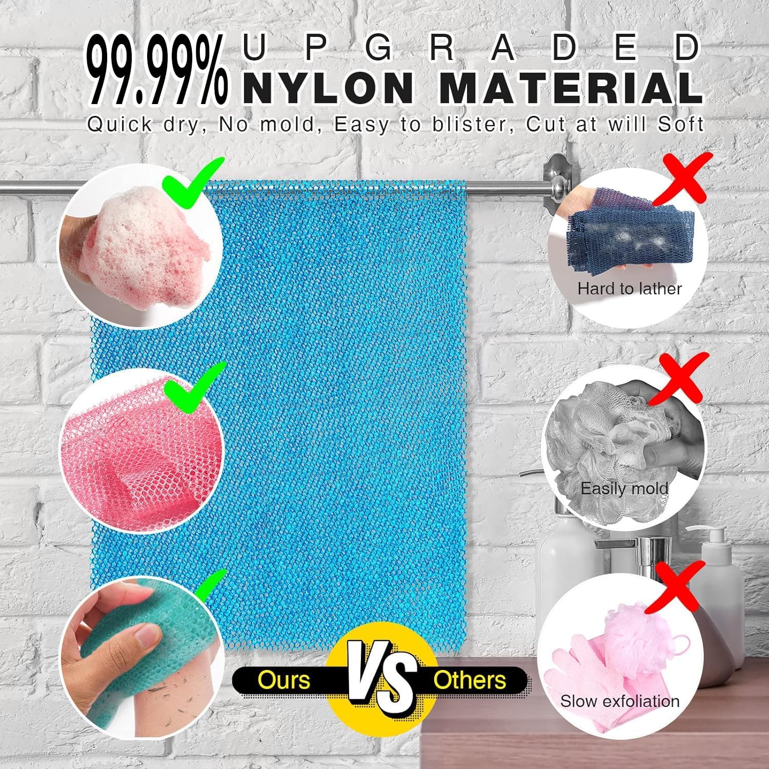 UJFQBH malla exfoliante africana en azul para exfoliación suave