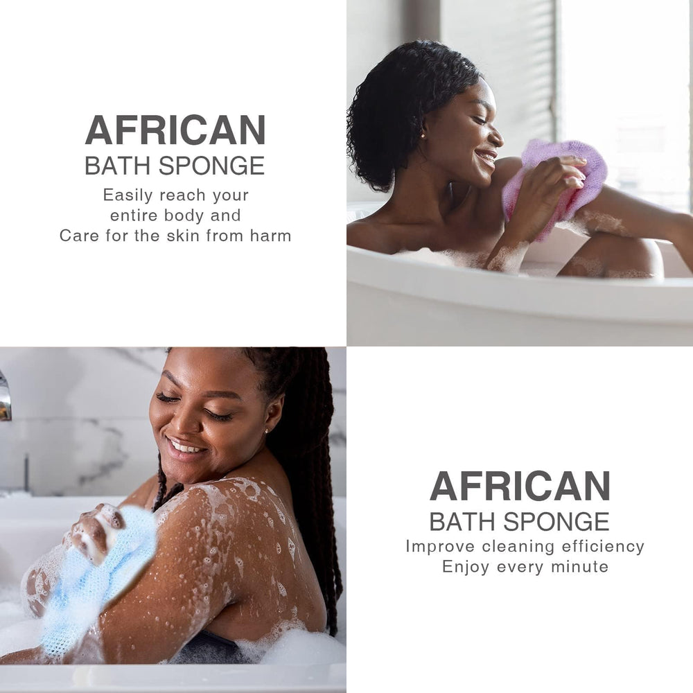 UJFQBH net exfoliante africano con bola de baño, complemento para baño relajante
