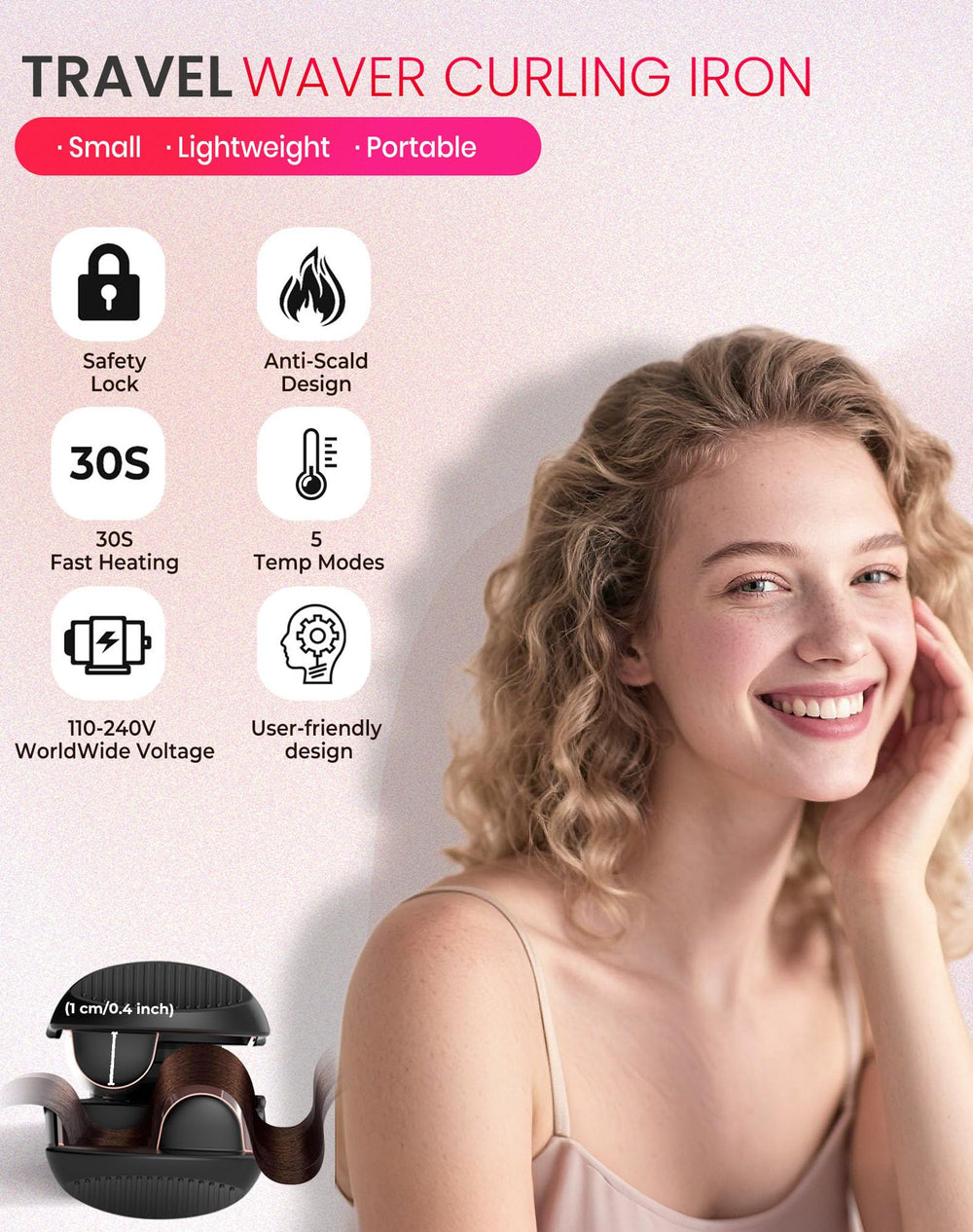 UKLISS crimpador mini calentamiento rápido para resultados en minutos