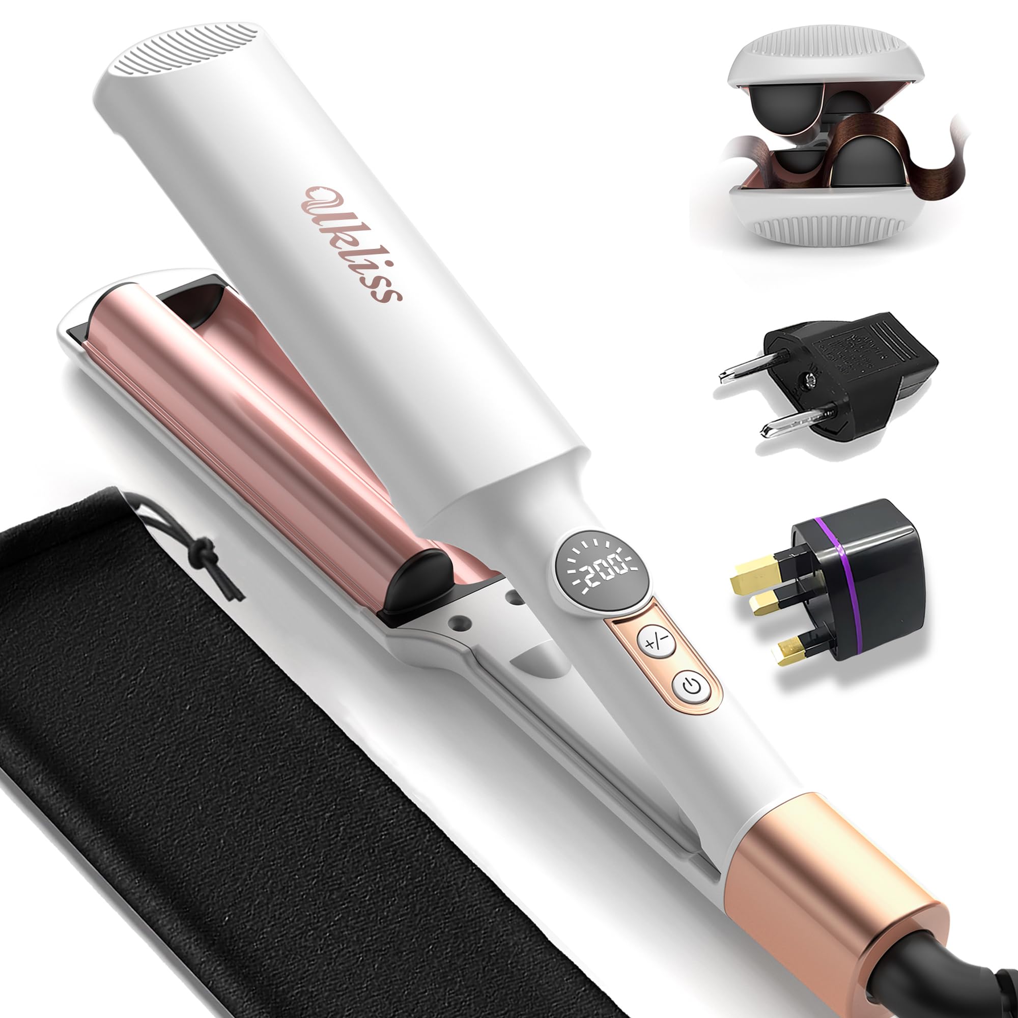 UkLiss Mini Waver con barra de 0,4 pulgadas para ondas definidas y compactas.