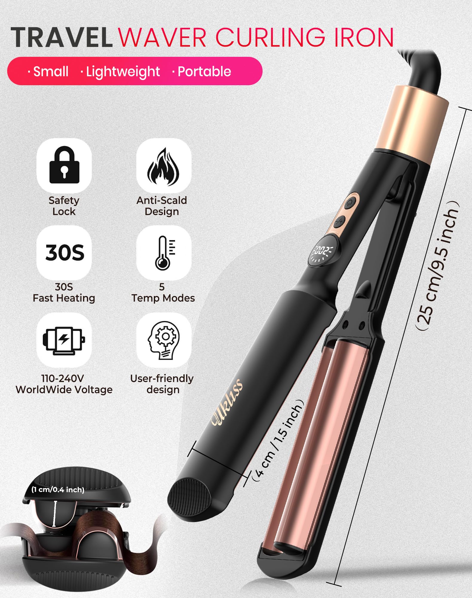 UKLISS Mini Waver Diseño cerrado para evitar quemaduras
